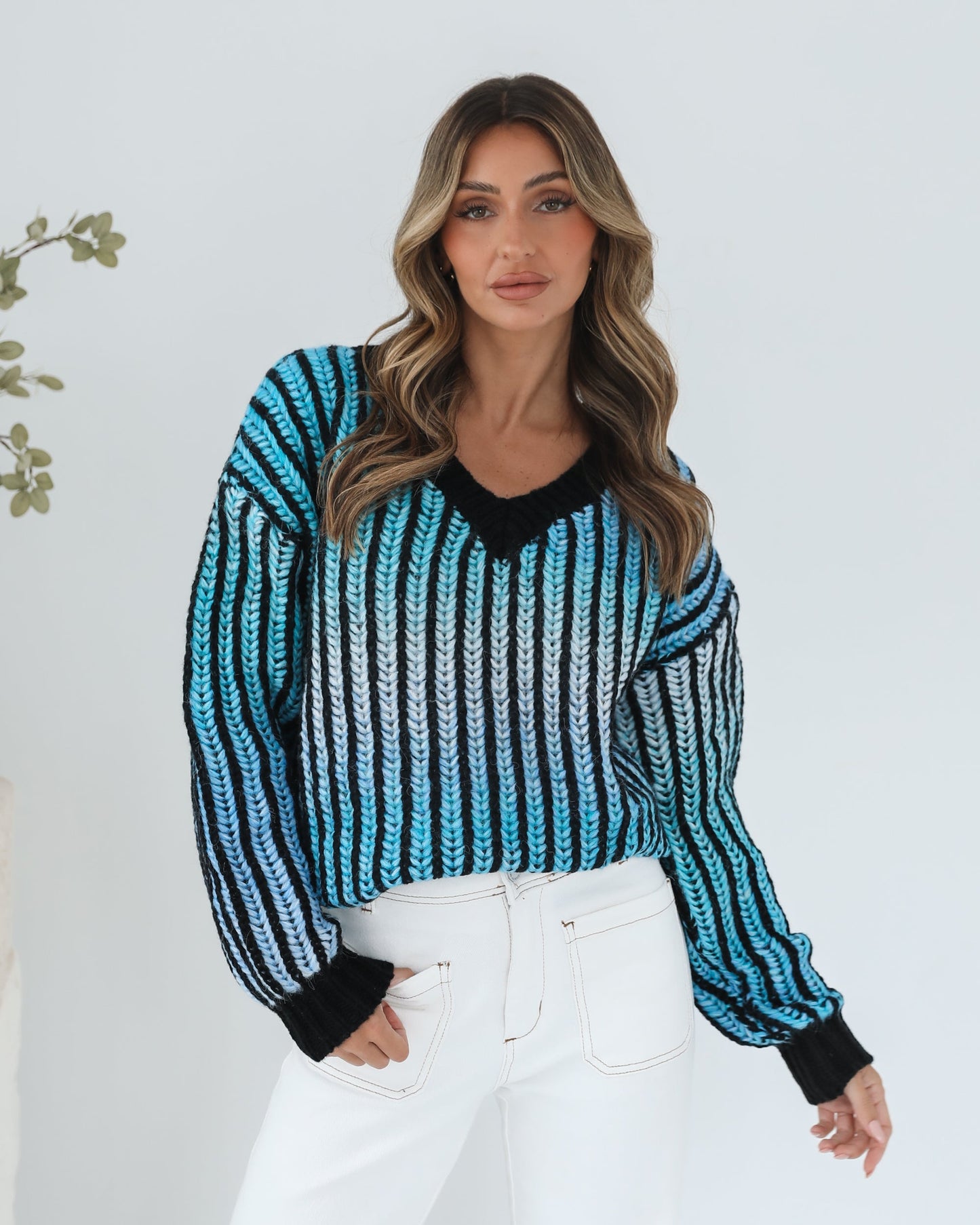 Daleena Blue Multi Knit | Women's Knit Jumper