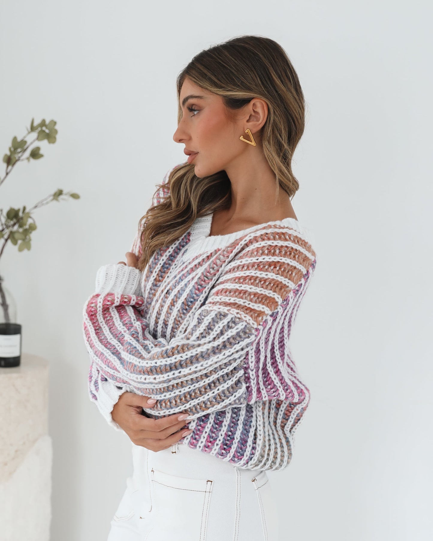 Daleena Pink Multi Knit | Women's Knit Jumper