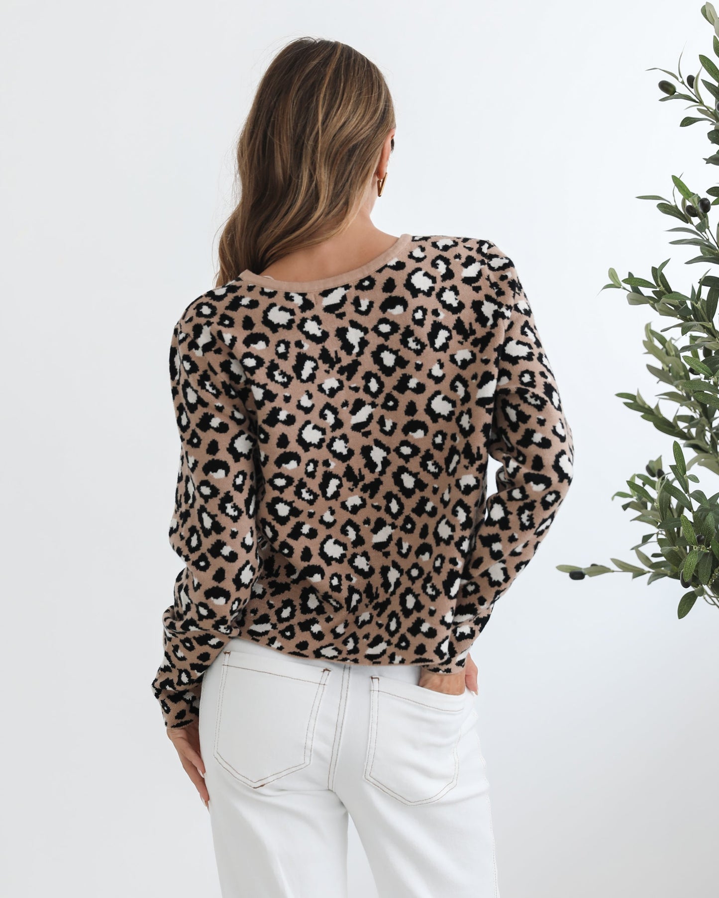 Davia Camel Print Cardigan | Women's Knit Cardigan
