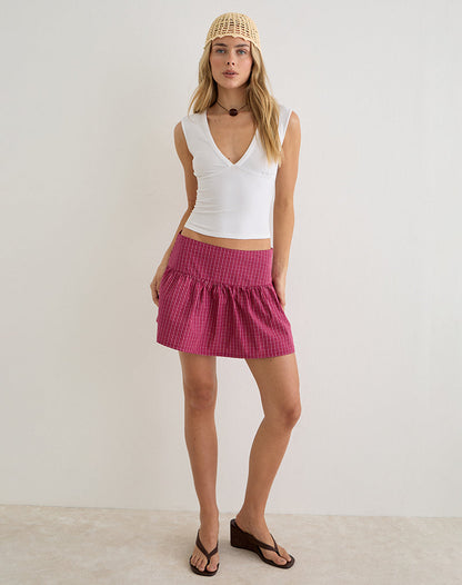 Becita Mini Skirt in Raspberry Shadow Check