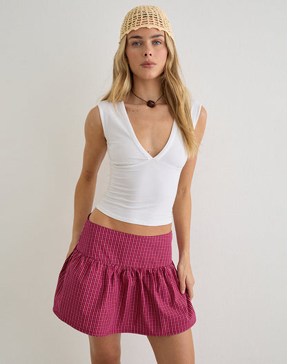 Becita Mini Skirt in Raspberry Shadow Check