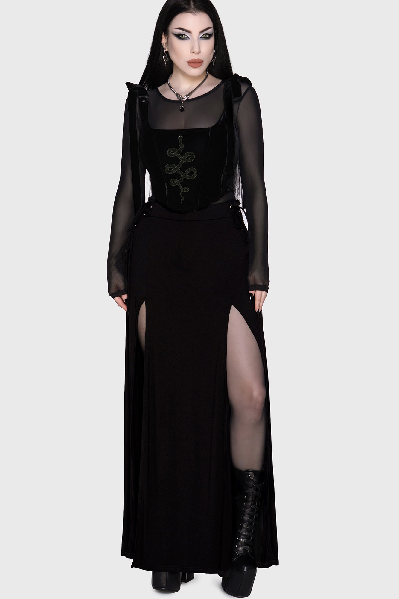 Hellverina Split Maxi Skirt