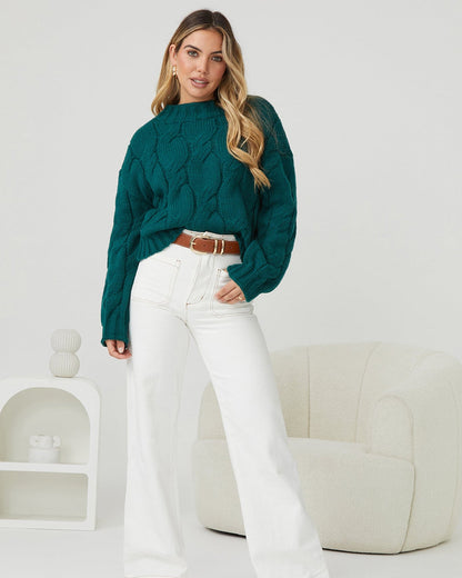 Hadi Knit - Dark Green | Women's Relaxed Fit Knit Jumper