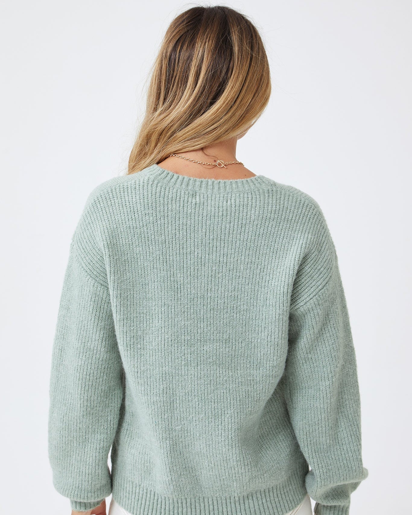 Harvie Knit - Sage | Women's Wool Blend Jumper