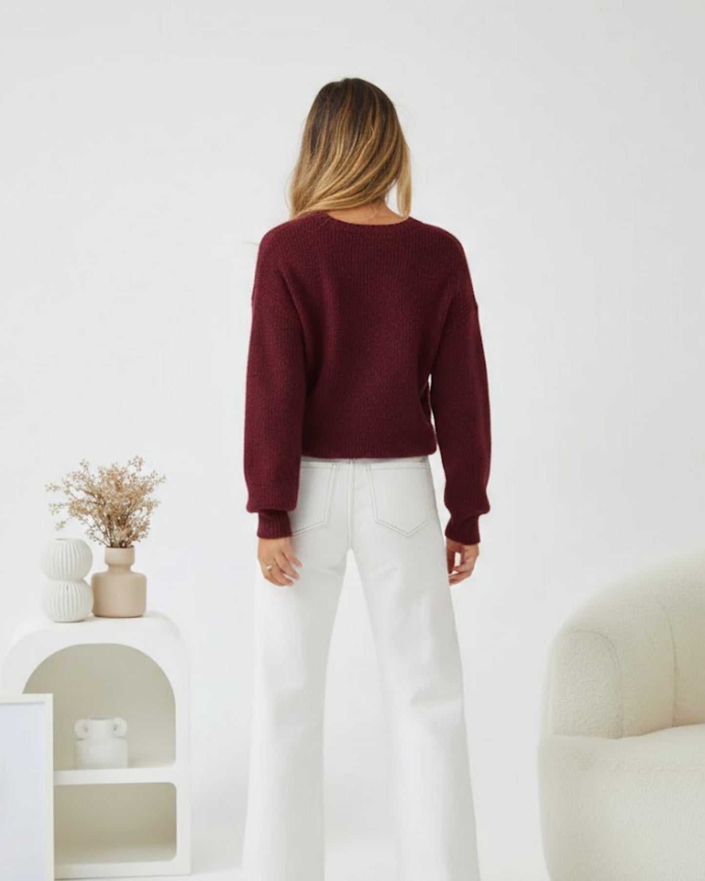 Harvie Knit - Wine | Women's Wool Blend Jumper