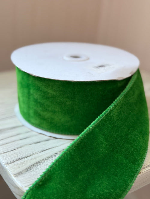 Kelly Green 2.5 x 10yd Deluxe Velvet Satin Back Ribbon