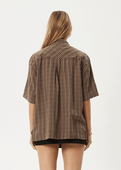 AFENDS Mens Hometown - Short Sleeve Shirt - Coffee