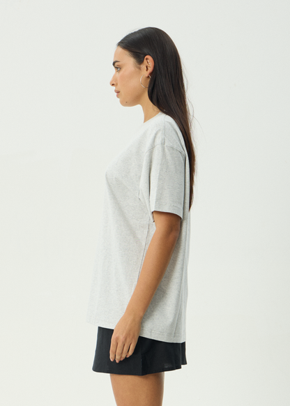AFENDS Mens Genesis - Heavyweight Boxy Tee - Grey Marle