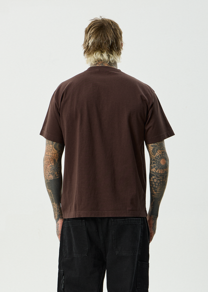 AFENDS Mens Genesis - Heavyweight Boxy Tee - Washed Coffee
