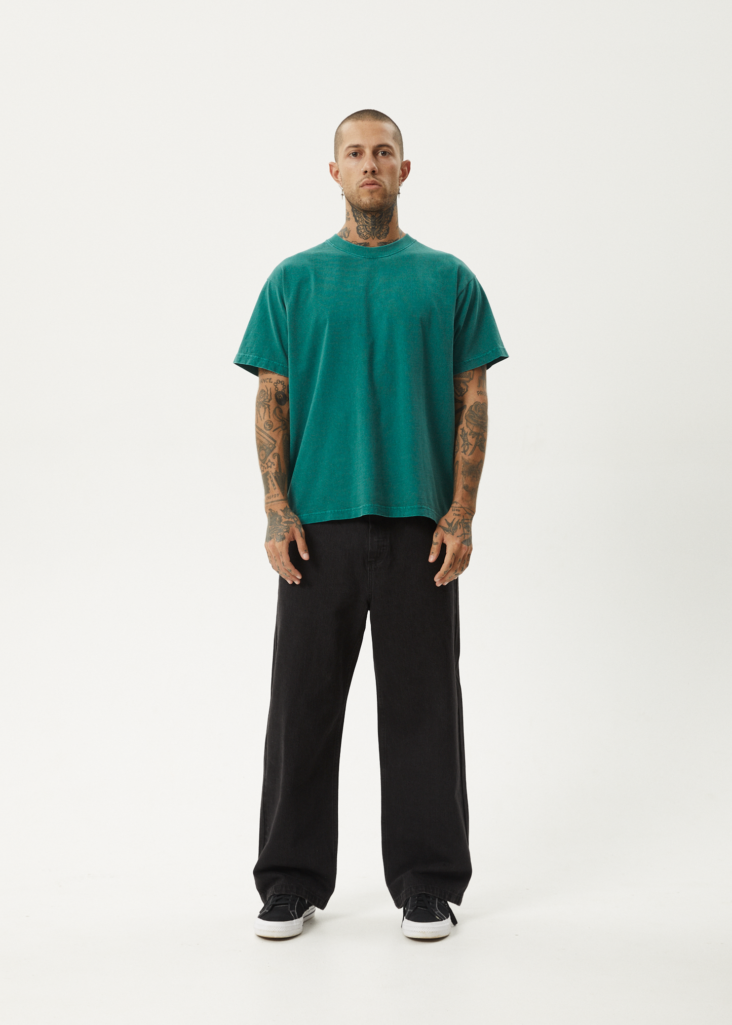 AFENDS Mens Genesis - Heavyweight Boxy Tee - Washed Pine
