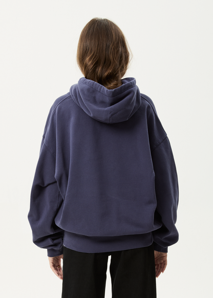 AFENDS Mens Genesis - Boxy Hoodie - Washed Deep Sea