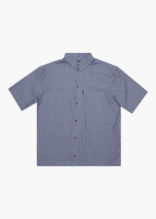AFENDS Mens Shipwreck Stripe - Short Sleeve Shirt - Marlin