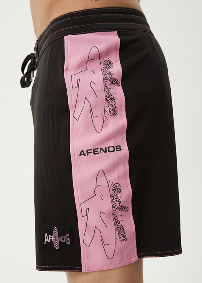 AFENDS Mens Altered - Surf Related Boardshort 18" - Black