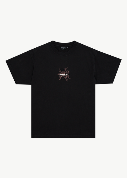 AFENDS Mens Webhead - Boxy Tee - Stone Black