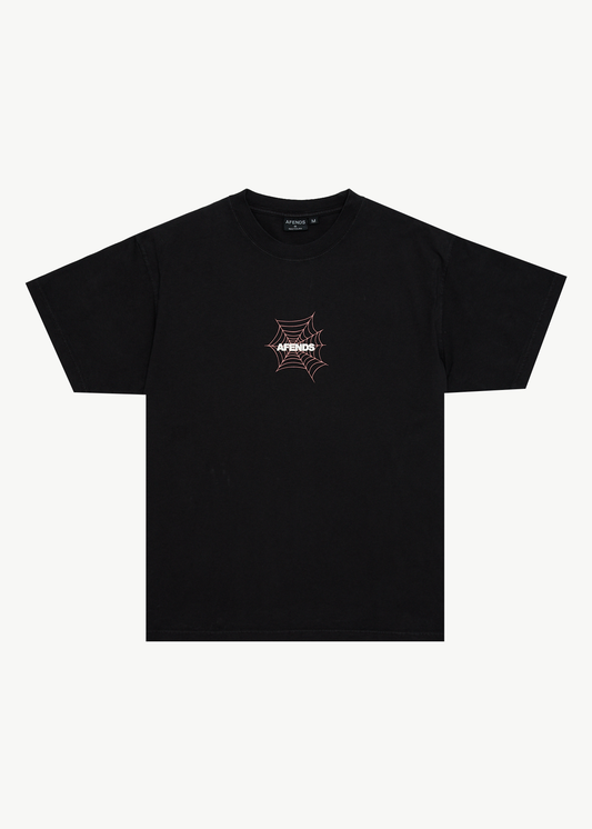AFENDS Mens Webhead - Boxy Tee - Stone Black