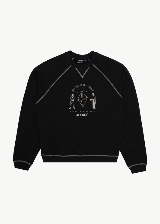AFENDS Mens Dance Party - Crew Neck Jumper - Black