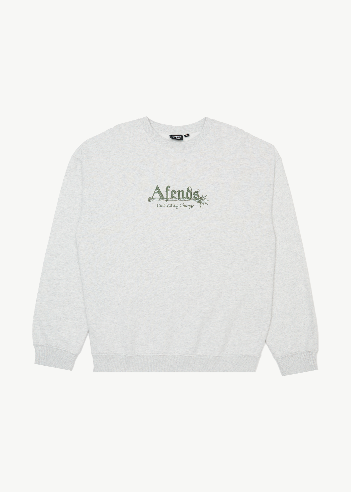 AFENDS Mens Mace - Crew Neck Jumper - Grey Marle