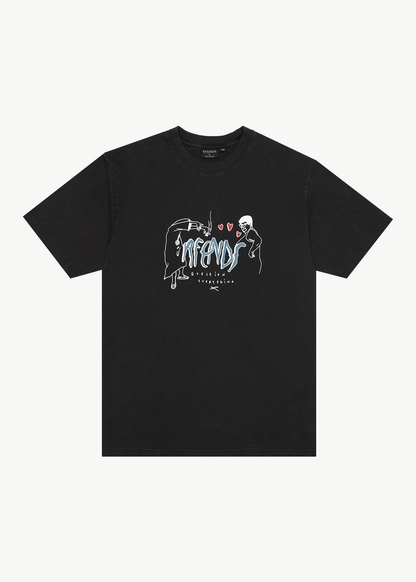 AFENDS Mens Torched - Retro Tee - Stone Black