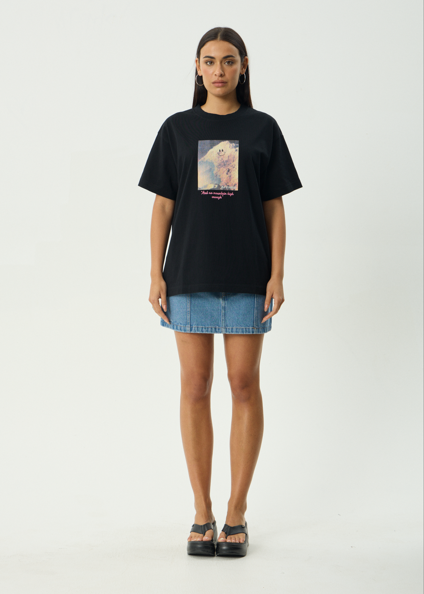 AFENDS Mens Too High - Heavyweight Boxy Tee - Black