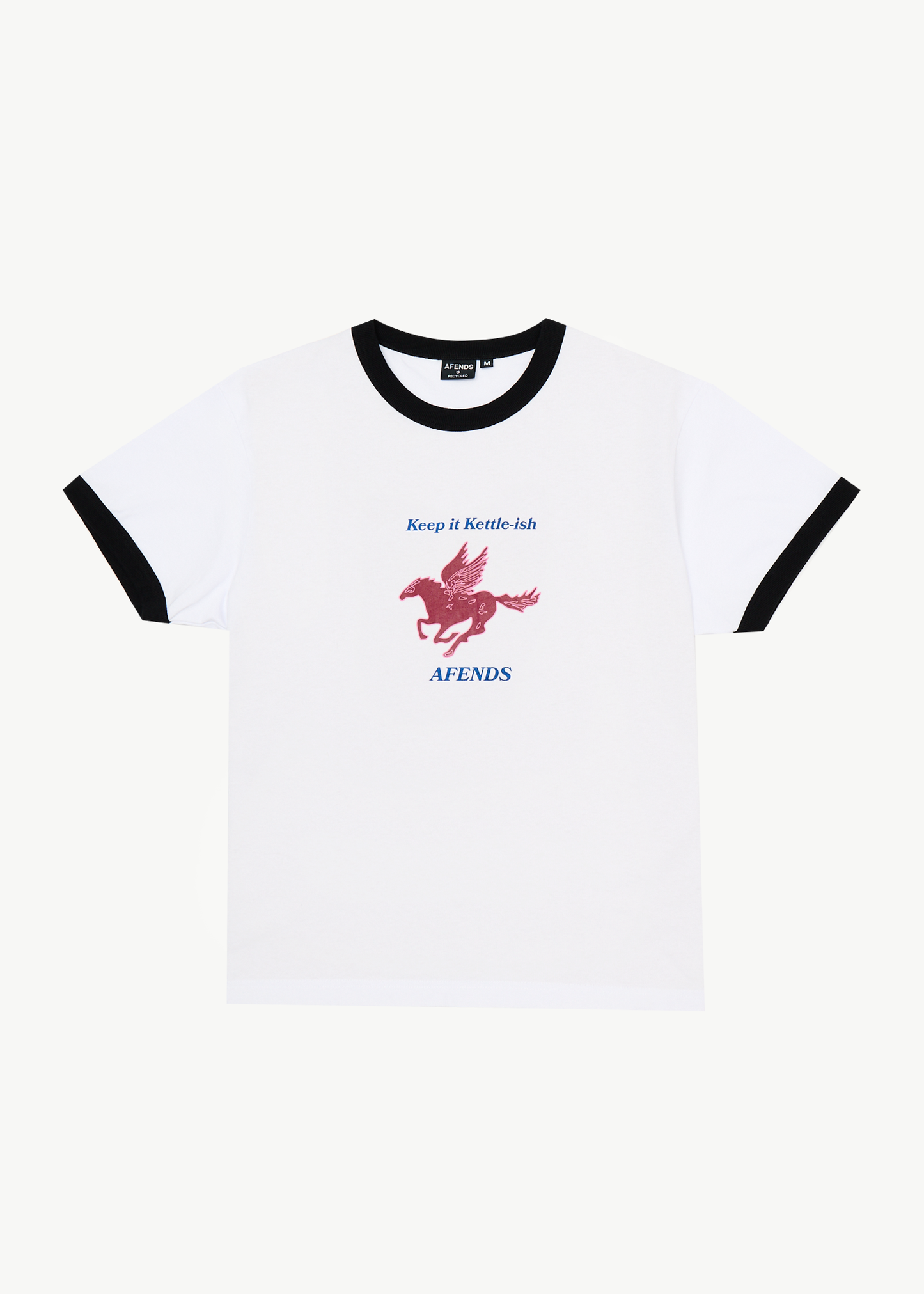 AFENDS Mens Kettle - Heavyweight Boxy Ringer Tee - White