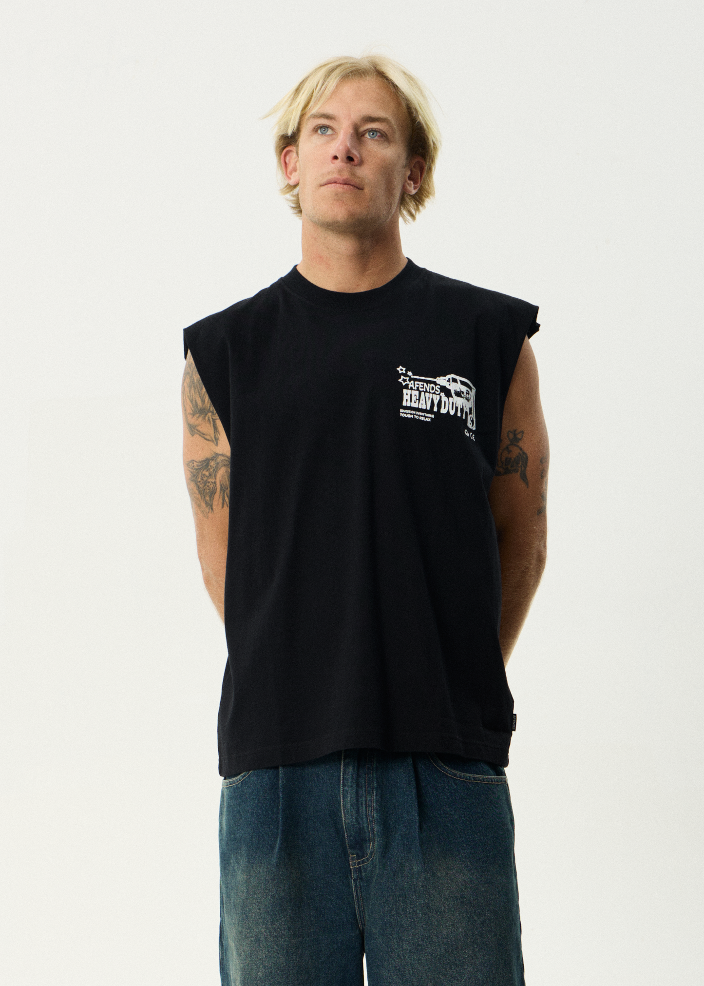 AFENDS Mens Heavy Duty - Sleeveless Tee - Black