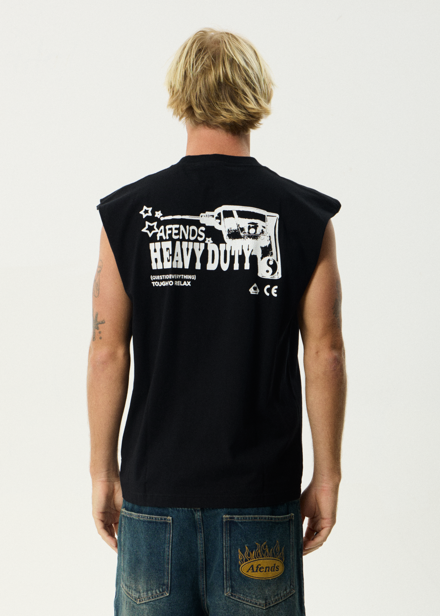 AFENDS Mens Heavy Duty - Sleeveless Tee - Black