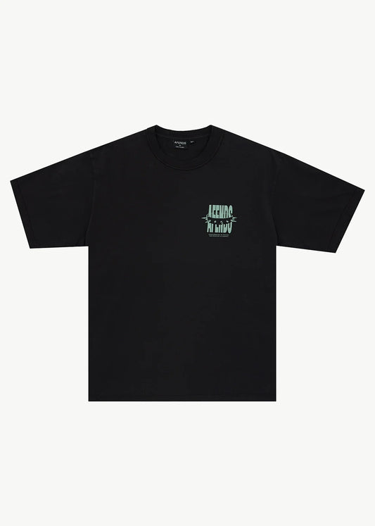 AFENDS Mens Bad Dog - Heavyweight Boxy Tee - Stone Black