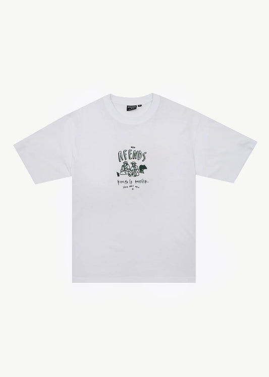 AFENDS Mens Camp Fire - Boxy Tee - White