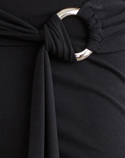 Cerelia Trouser in Cupro Black with Tie Belt