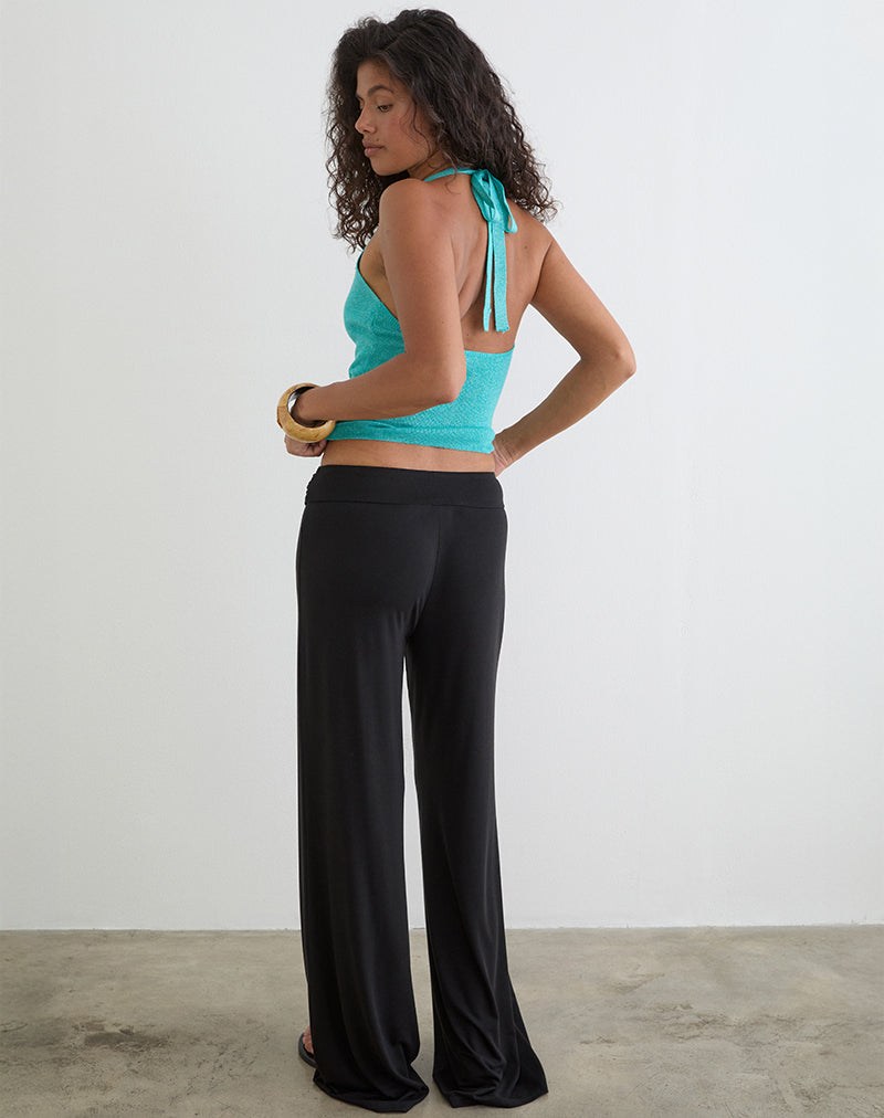 Cerelia Trouser in Cupro Black with Tie Belt