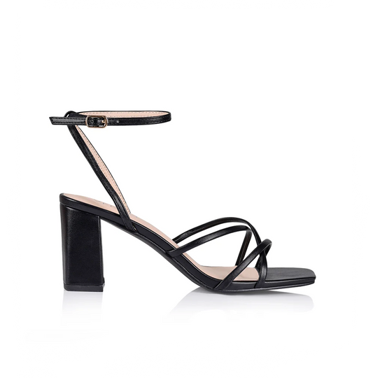 Nakita Black Heels | Women's Block Heel Sandals