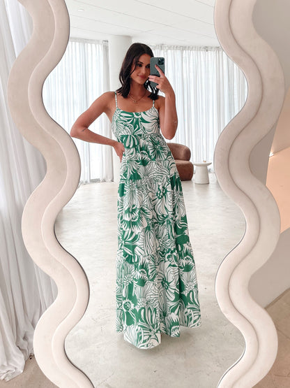 Oloria Green Floral Dress | Women's Floral Maxi Dress