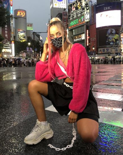 Bomb Hoody in Fur Zip Magenta