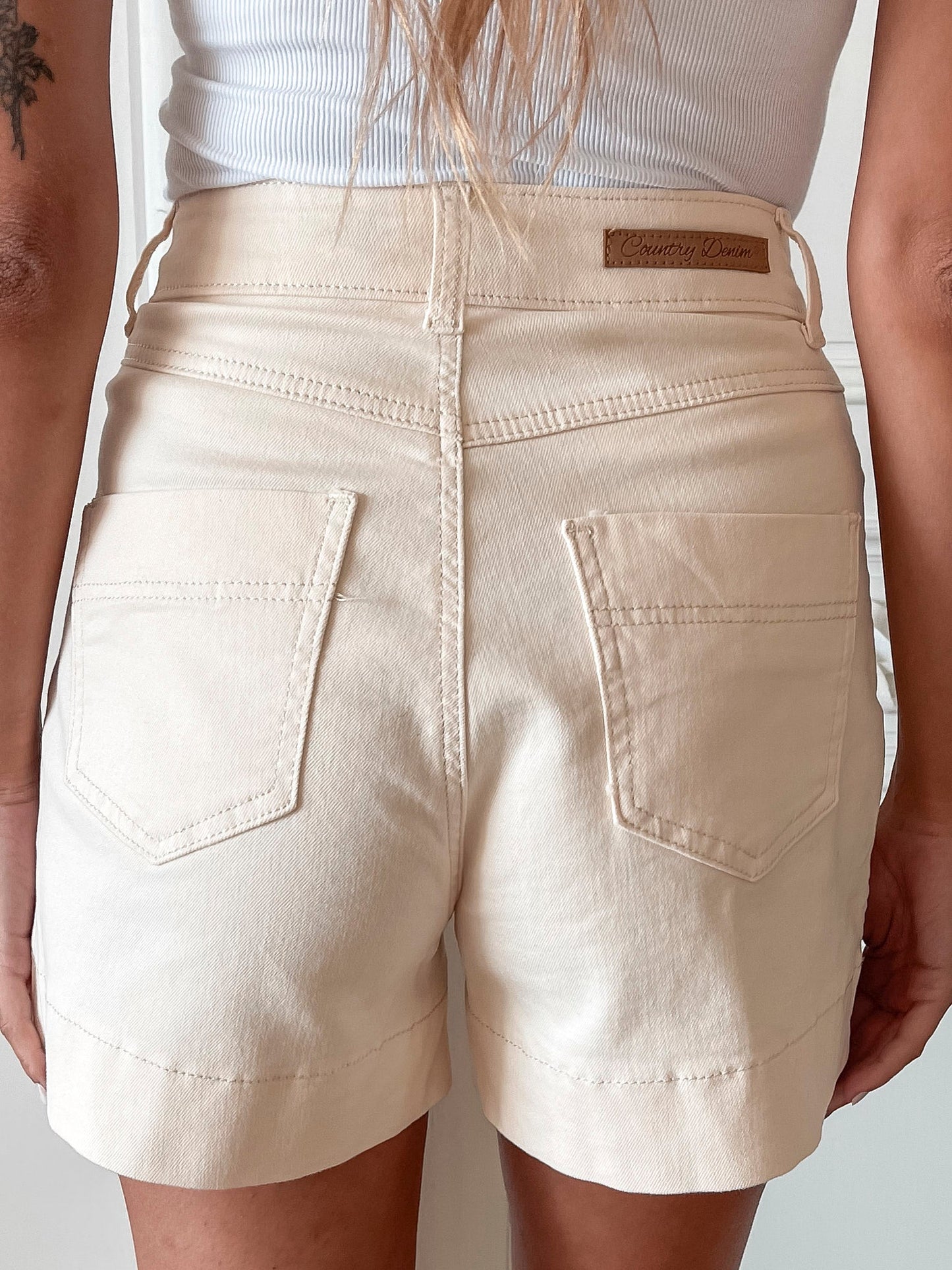 Priella Cream Shorts | Women's High Waisted Shorts