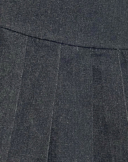 Casna Pleated Mini Skirt in Chambray Indigo