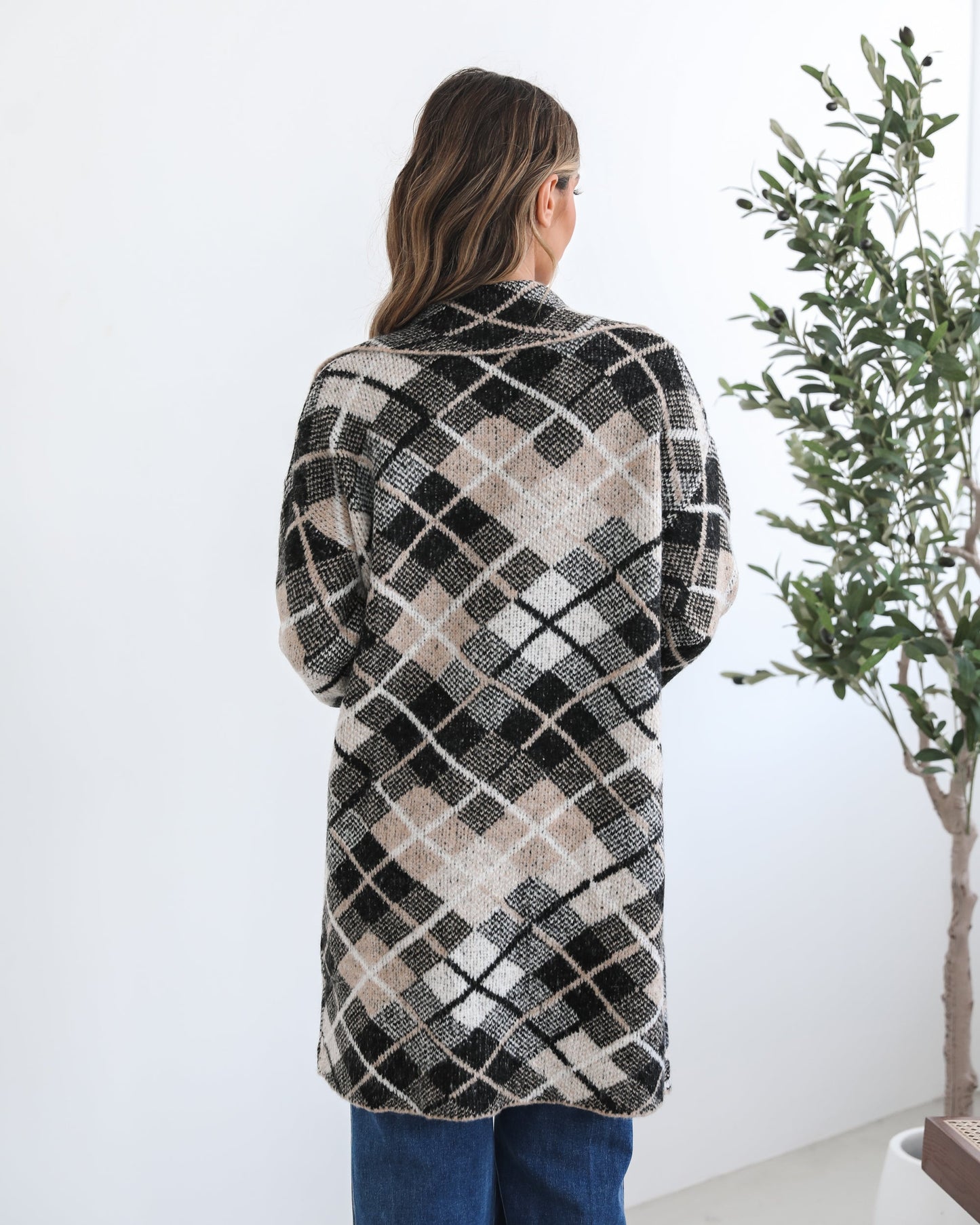 Sharyn Black Multi Coatigan | Women's Knit Coatigan