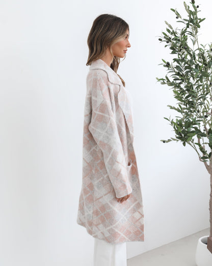 Sharyn Pink Multi Coatigan | Women's Knit Coatigan