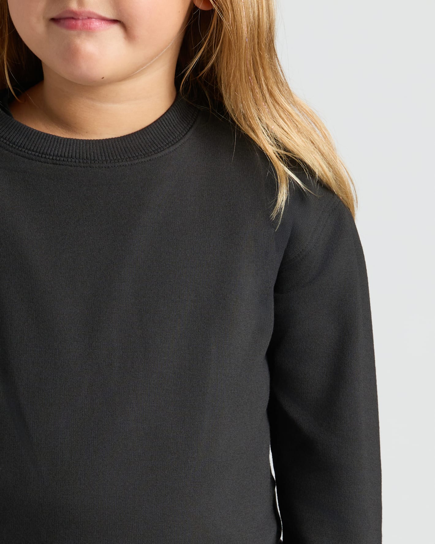 Girls Black & Stormcloud Slouch Pullover Crew 2-Pack