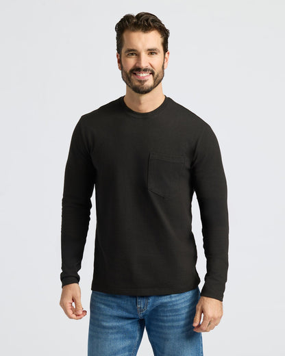Black Heavyweight Long Sleeve Pocket Crew 2-PacK