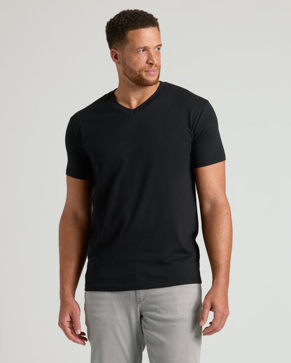 Black Short Sleeve Tall Classic V-Neck 6-Pack