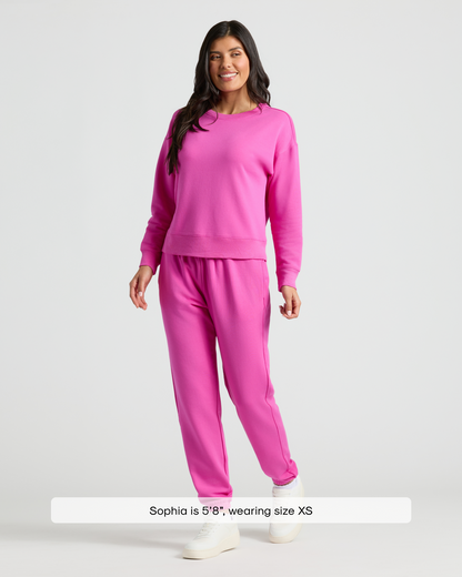 Womens Electric Fuchsia Slouch Pullover Crew & Relaxed Jogger 2-Pack