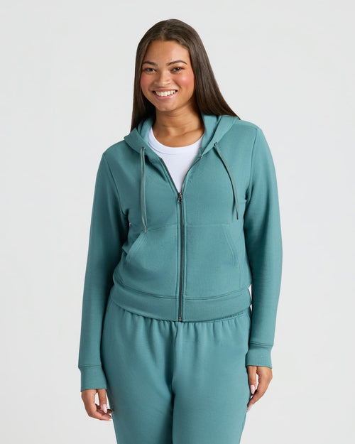 Womens Stormcloud Crop Zip Hoodie