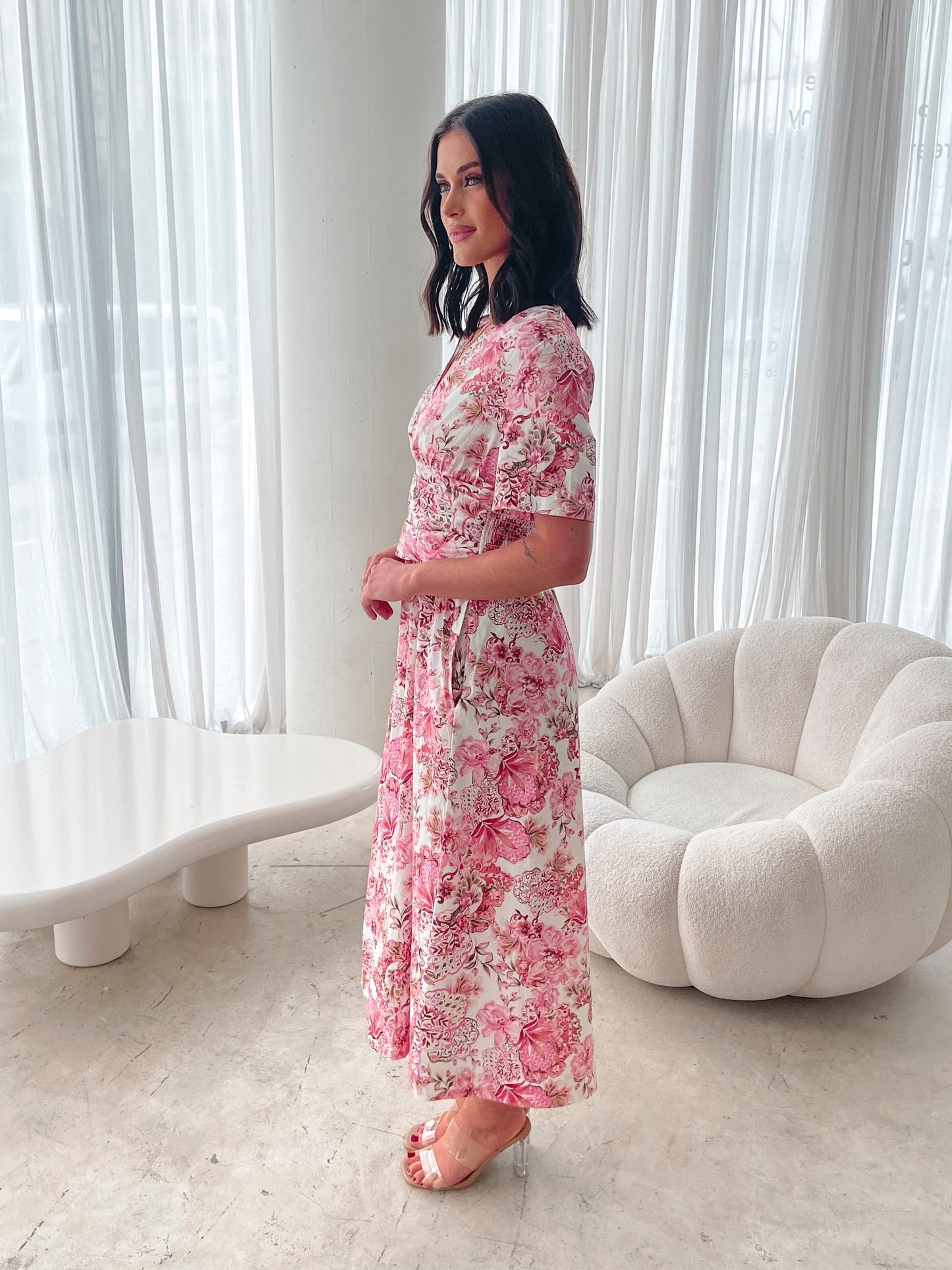Tivona Ornamental Rose Dress | Women's Floral Midi Dress
