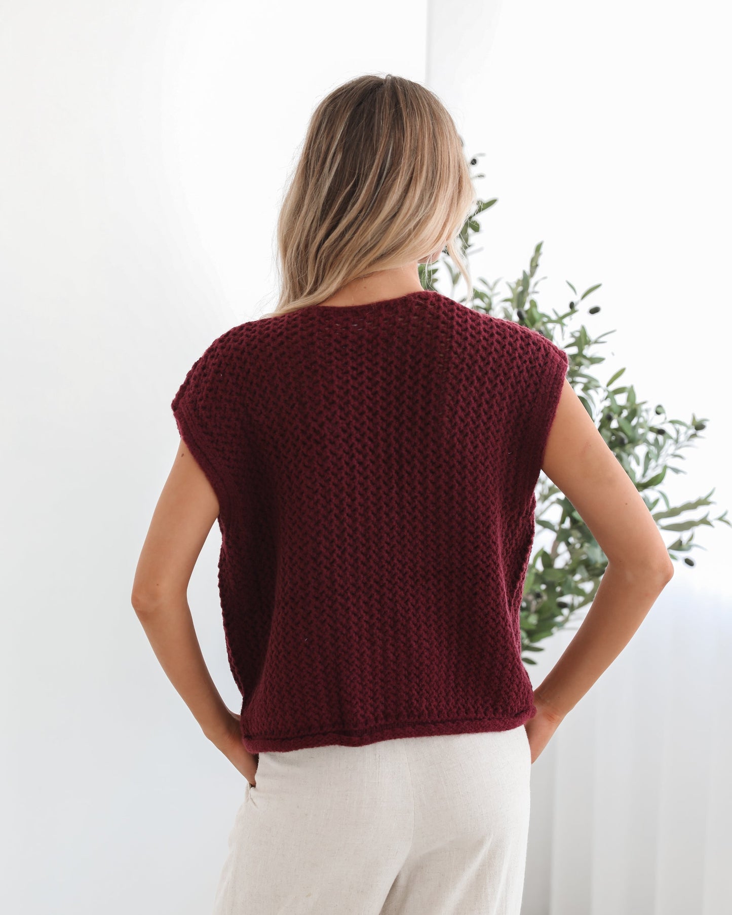 Vasha Knit Top - Wine | Women's Sleeveless Knit Top