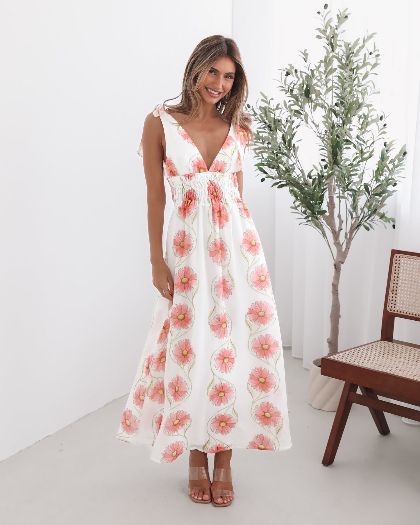Vivia White Floral Dress | Women's Floral Maxi Dress