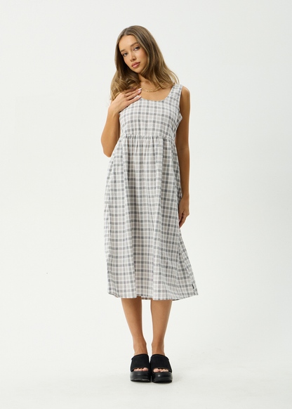 AFENDS Womens Leo - Seersucker Midi Dress - Black / White