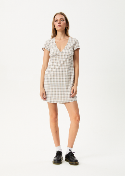 AFENDS Womens Leo - Seersucker Mini Dress - Coffee / White