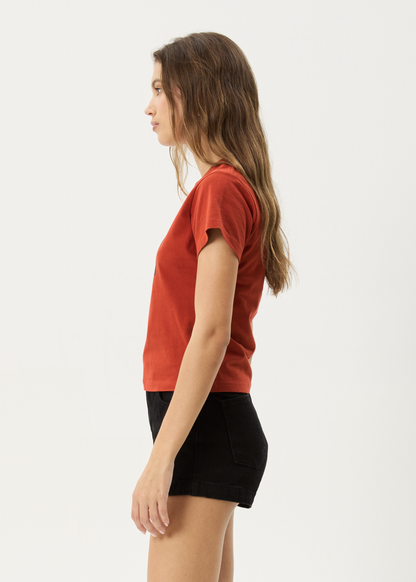 AFENDS Womens Dark Heaven - Baby Tee - Red Rum