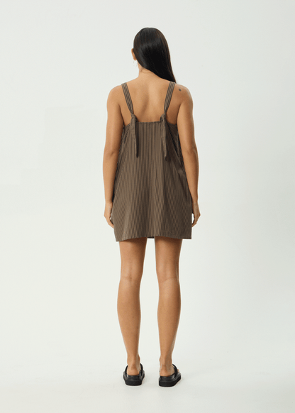 AFENDS Womens Cyrus - Mini Dress - Coffee Stripe