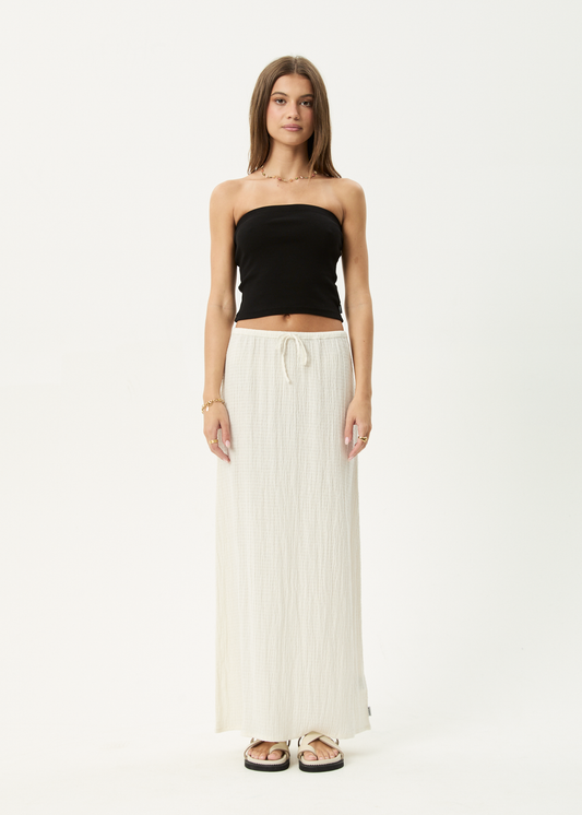 AFENDS Womens Frida - Seersucker Maxi Skirt - Off White